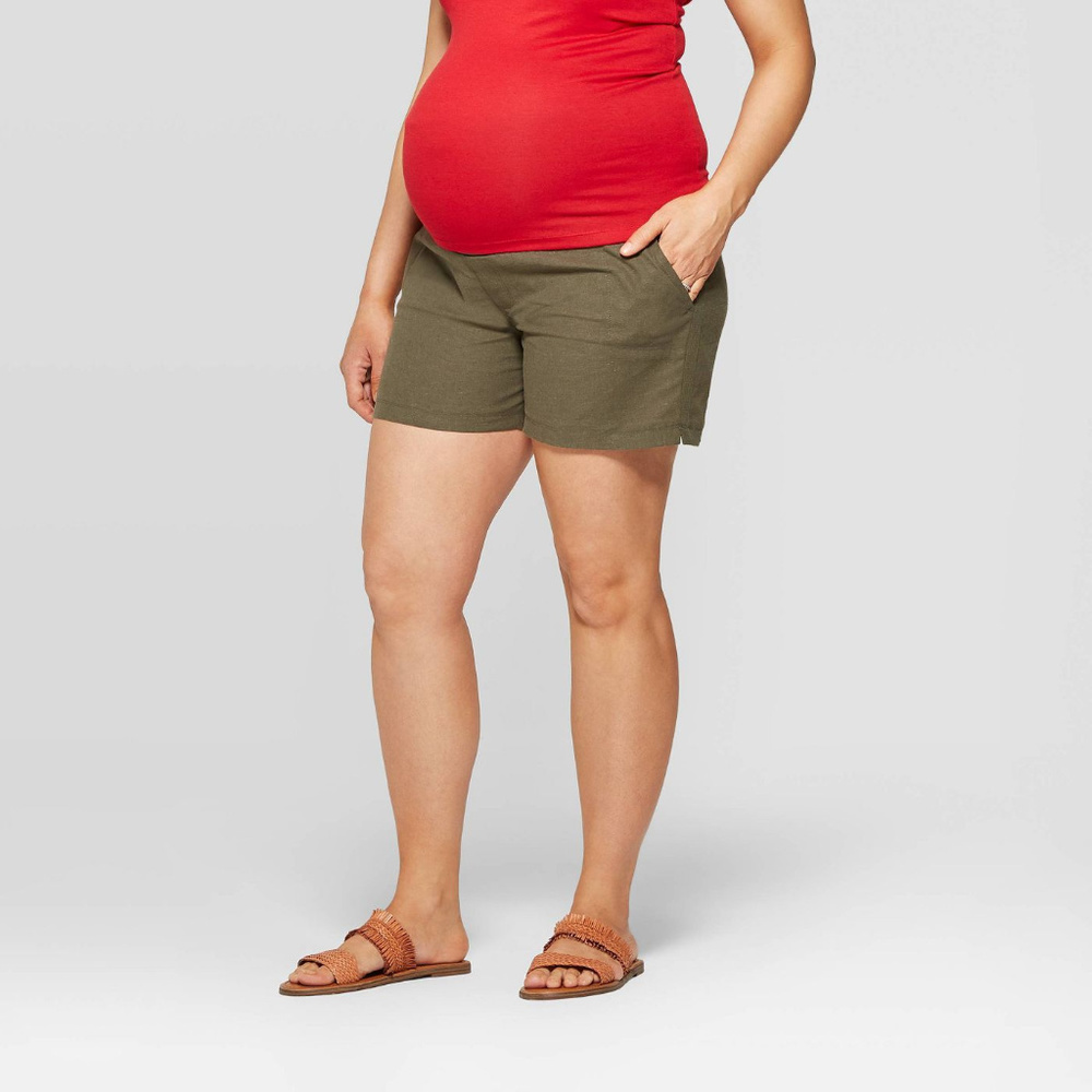 Maternity Pull-On Adjustable Band Twill Shorts
